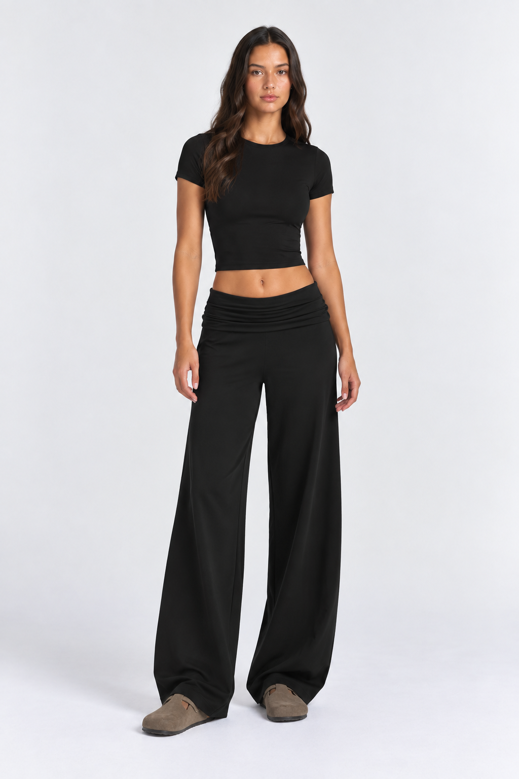 Jane | Zachte Fold-Over Wide-Leg Broek