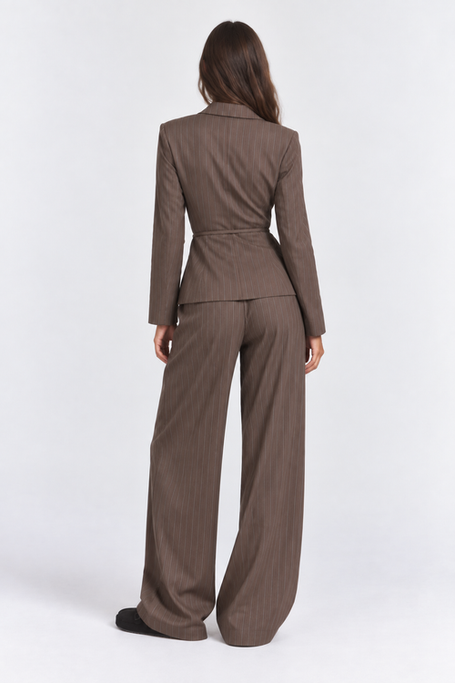 Belle | Co-ord Gestreepte Set met Wide-Leg Broek