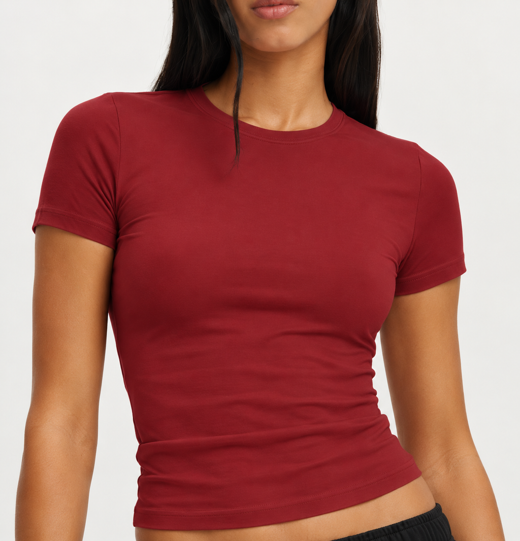 Lexa | Strakke Short-Sleeve Tee met Ronde Hals