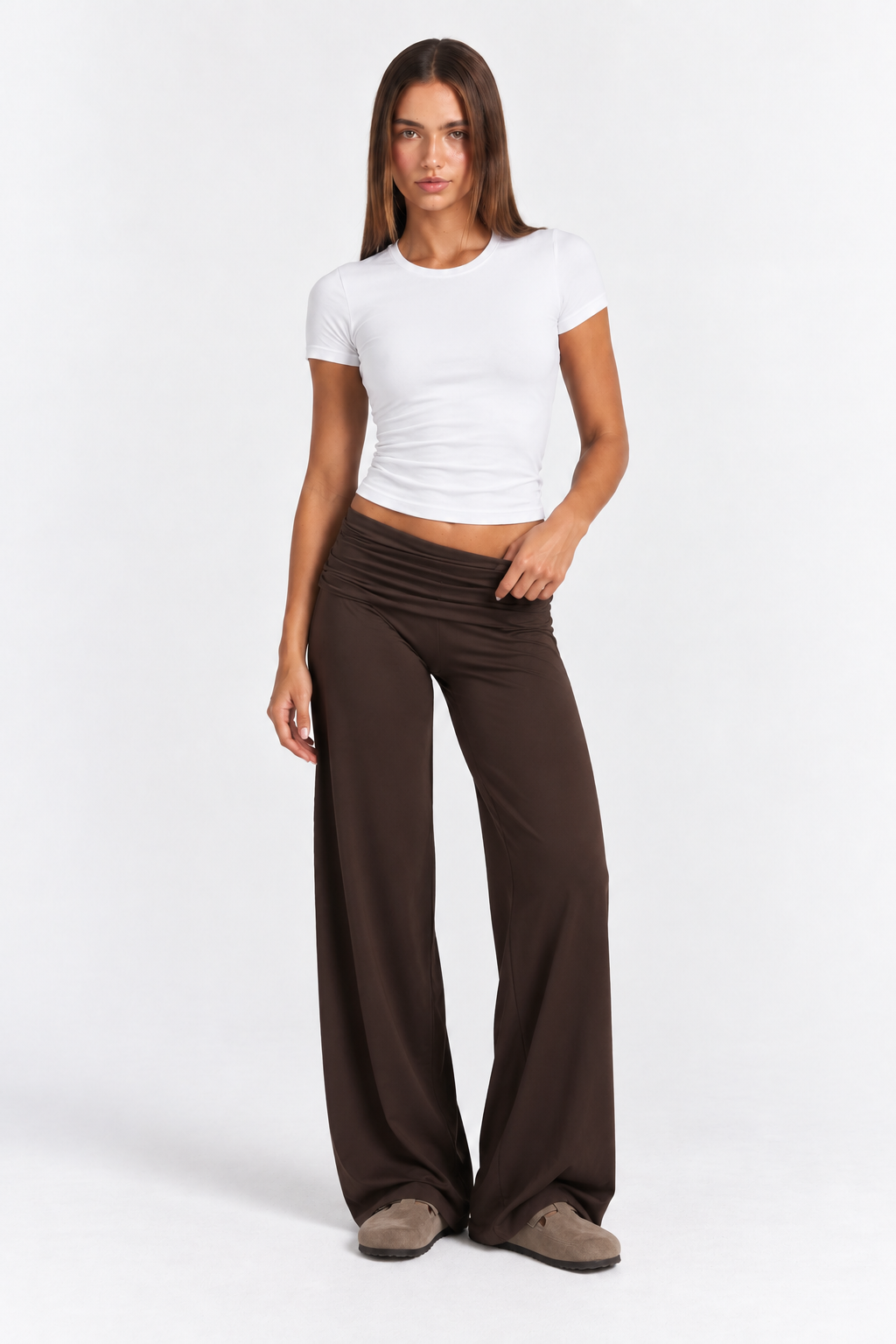 Jane | Zachte Fold-Over Wide-Leg Broek