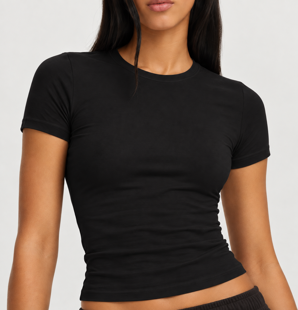 Lexa | Strakke Short-Sleeve Tee met Ronde Hals